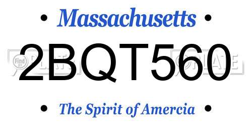 2BQT560 Massachusetts License Plate