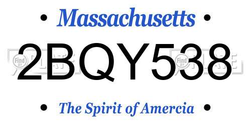 2BQY538 Massachusetts License Plate