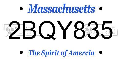 2BQY835 Massachusetts License Plate
