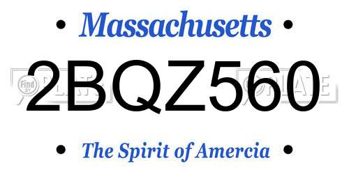 2BQZ560 Massachusetts License Plate