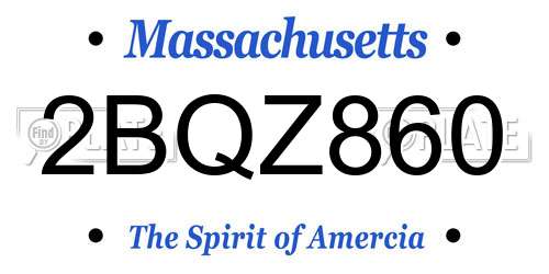 2BQZ860 Massachusetts License Plate