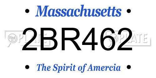 2BR462 Massachusetts License Plate