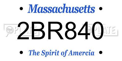 2BR840 Massachusetts License Plate