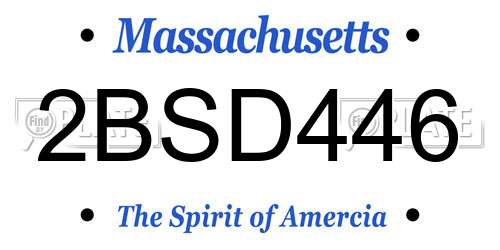 2BSD446 Massachusetts License Plate