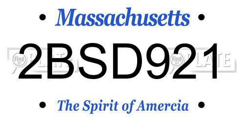 2BSD921 Massachusetts License Plate