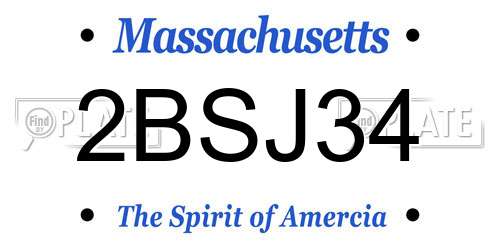 2BSJ34 Massachusetts License Plate