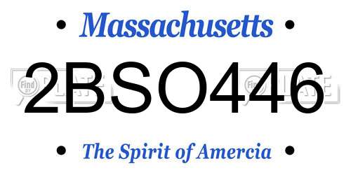 2BSO446 Massachusetts License Plate