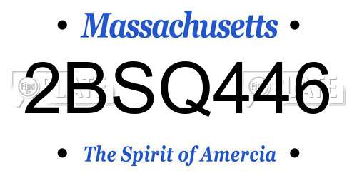 2BSQ446 Massachusetts License Plate