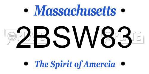 2BSW83 Massachusetts License Plate