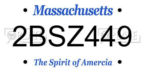 2BSZ449 Massachusetts License Plate