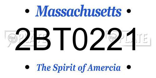 2BT0221 Massachusetts License Plate