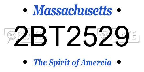 2BT2529 Massachusetts License Plate