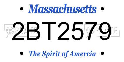 2BT2579 Massachusetts License Plate