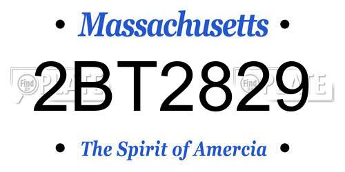 2BT2829 Massachusetts License Plate