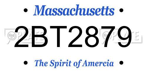 2BT2879 Massachusetts License Plate
