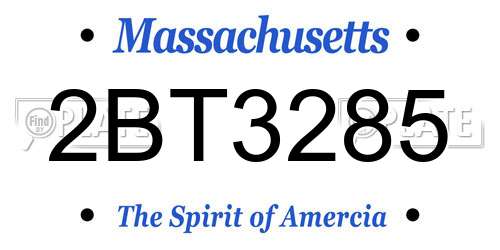 2BT3285 Massachusetts License Plate
