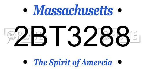 2BT3288 Massachusetts License Plate