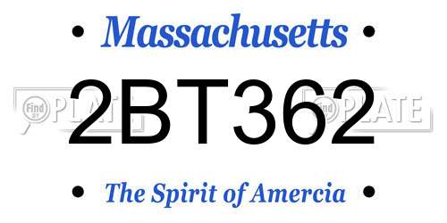 2BT362 Massachusetts License Plate