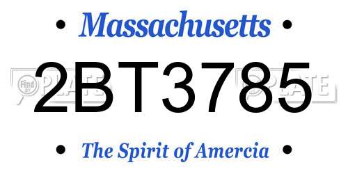2BT3785 Massachusetts License Plate