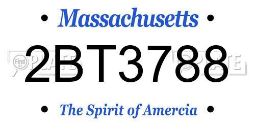 2BT3788 Massachusetts License Plate