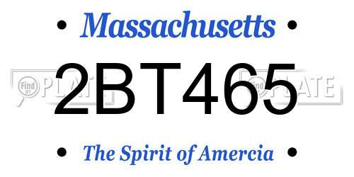 2BT465 Massachusetts License Plate