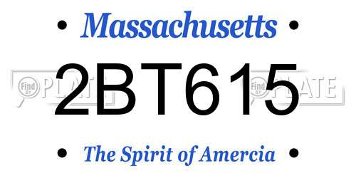 2BT615 Massachusetts License Plate