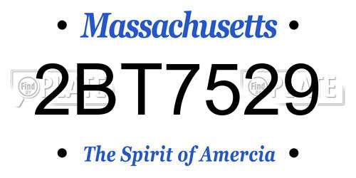 2BT7529 Massachusetts License Plate