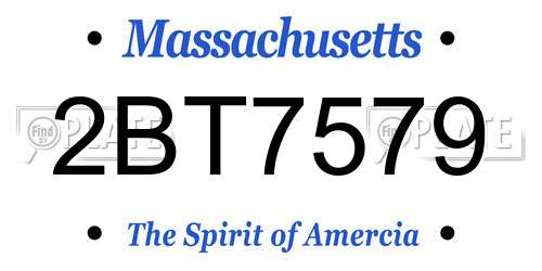 2BT7579 Massachusetts License Plate
