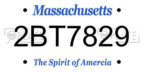 2BT7829 Massachusetts License Plate