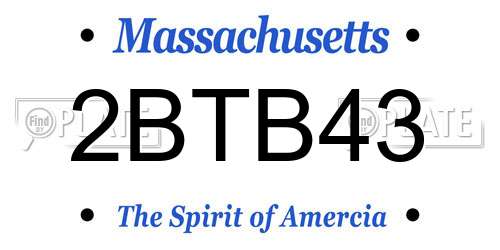 2BTB43 Massachusetts License Plate