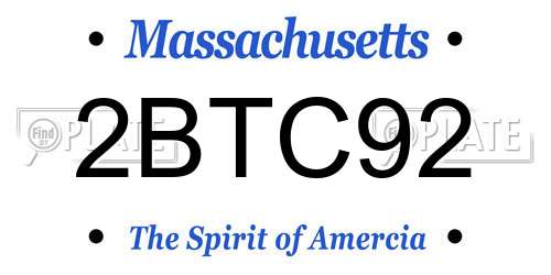 2BTC92 Massachusetts License Plate