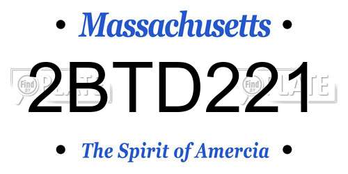 2BTD221 Massachusetts License Plate