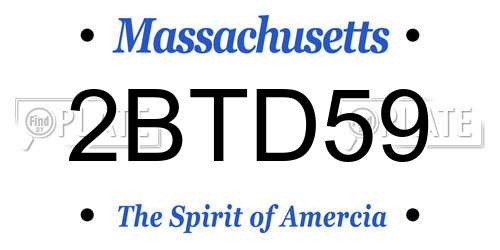 2BTD59 Massachusetts License Plate