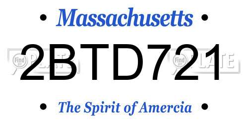 2BTD721 Massachusetts License Plate