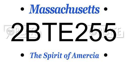 2BTE255 Massachusetts License Plate