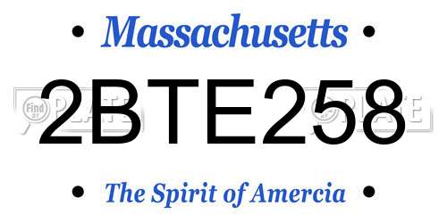 2BTE258 Massachusetts License Plate