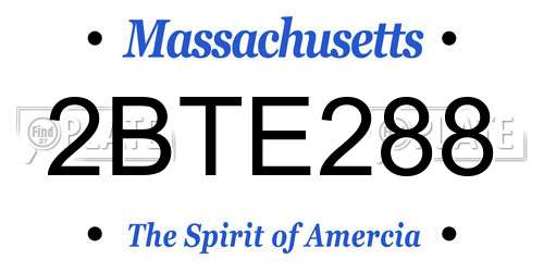 2BTE288 Massachusetts License Plate