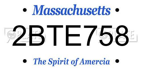 2BTE758 Massachusetts License Plate