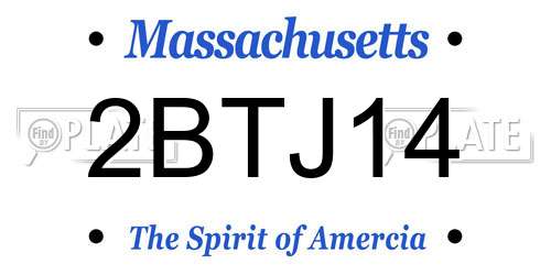 2BTJ14 Massachusetts License Plate
