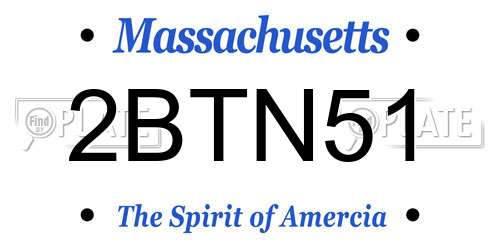 2BTN51 Massachusetts License Plate