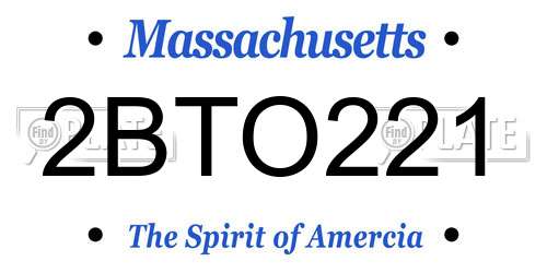 2BTO221 Massachusetts License Plate
