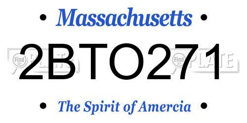 2BTO271 Massachusetts License Plate