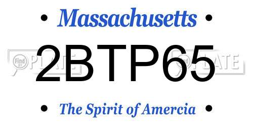 2BTP65 Massachusetts License Plate