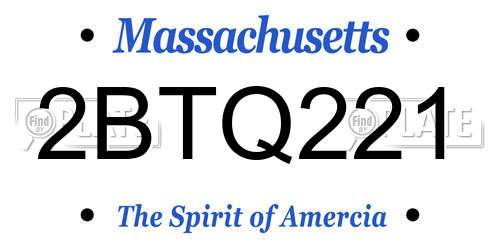 2BTQ221 Massachusetts License Plate