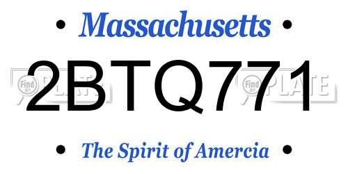 2BTQ771 Massachusetts License Plate