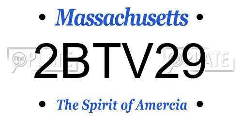 2BTV29 Massachusetts License Plate