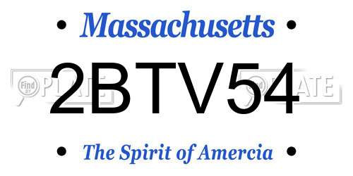 2BTV54 Massachusetts License Plate