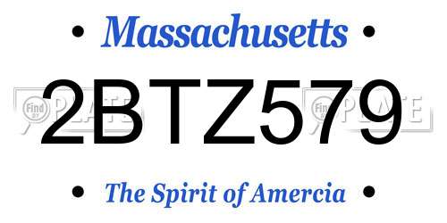 2BTZ579 Massachusetts License Plate