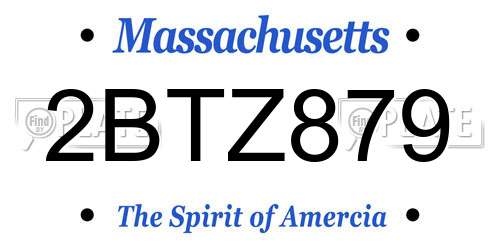 2BTZ879 Massachusetts License Plate