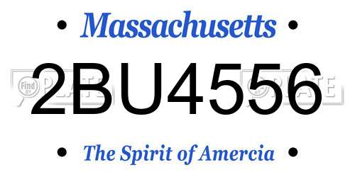 2BU4556 Massachusetts License Plate